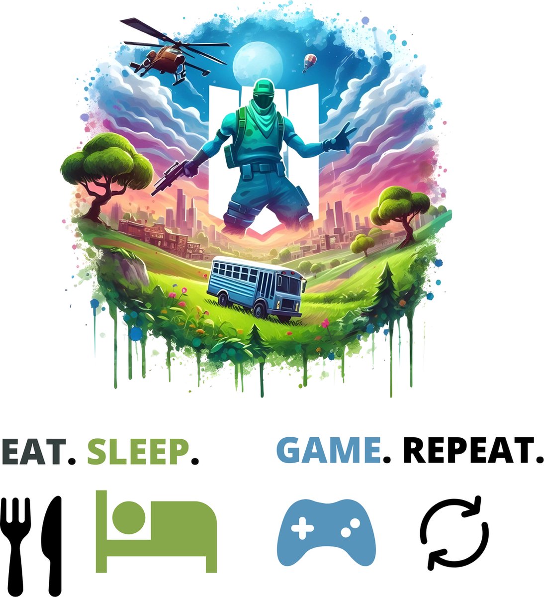 Muurstickers kinderkamer - Fortnite collection muurstickers - Posters - Playstation 5 - Fortnite versiering - Cadeau - PSP - Posters - Verjaardag thema - Gaming pc