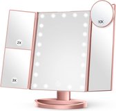 Miroir BOTC avec éclairage LED - Grossissement 10x - Siècle des Lumières miroir - Cadeau fête des mères - Miroir cosmétique - Or rose
