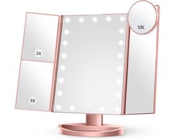 BOTC Spiegel met LED verlichting - 10x vergroting - Spiegel Verlichting – Moederdag Cadeautje - Cosmetica Spiegel - Rose Goud