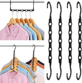 4-delige kleerhangers - Magische kleerhangers besparen ruimte - Voor kledingkastorganisatie en opslag - 5-gaats ontwerp - Geschikt voor huisorganisatie, opslag - Zwart