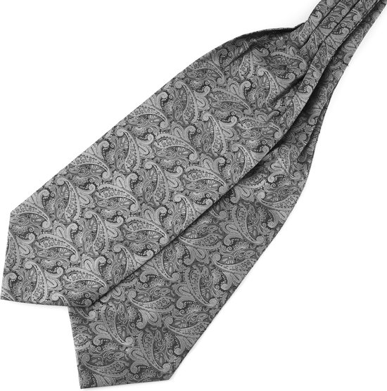 Cravate Ascot à motif cachemire gris argent