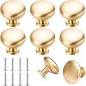 Kastknoppen 6 stuks meubelknoppen gouden messing meubelgrepen 29 x 25 mm, ronde vintage ladeknoppen met schroeven voor keukenkasten, kledingkast, dressoir