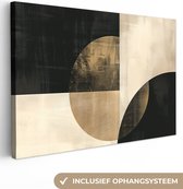 Peinture sur toile 120x80 cm - Décoration murale Abstrait - Formes géométriques - Zwart - Or - Décoration murale salon - Décoration chambre moderne - Tableaux abstraits