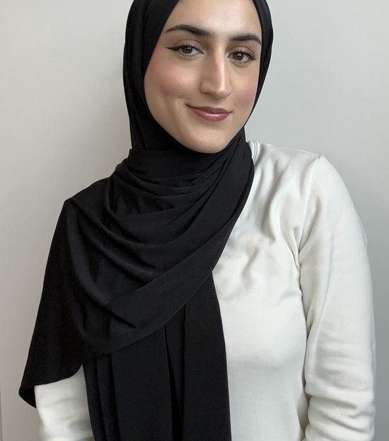 Hijab Premium Jersey Black - Sjaal - Hoofddoek - Turban - Jersey Scarf - Sjawl - Dames hoofddoek - Islam