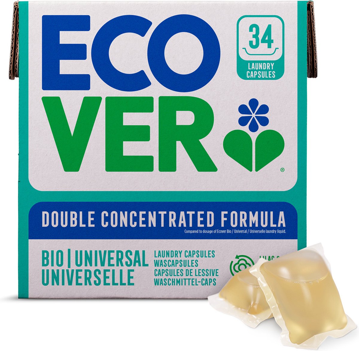 Goedkoopste Ecover Wasmiddel Kleur Voordeelverpakking - Wascapsules 34 Wasbeurten - Geconcentreerde Formule