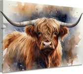 Décoration murale taureau - Décoration murale Animaux - Tableaux sur toile Aquarelle - Décoration murale rurale - Tableaux sur toile - Peintures 60x40 cm