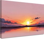 Zonsondergang wanddecoratie - Natuur schilderijen - Schilderij op canvas Reflectie - Klassieke schilderijen - Canvas schilderij woonkamer - Muurdecoratie 60x40 cm