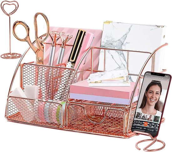 Bureau Organizer en Glazen Whiteboard - Alles-in-één Desk Whiteboard en Opbergoplossing