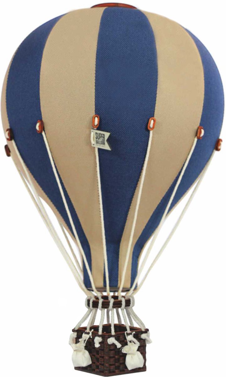 Super Balloon Luchtballon - beige en donkerblauw (Groot)