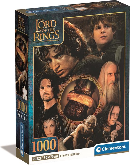 Clementoni - Puzzle Pour Adultes 1000 Pièces, The Lord Of The Rings Compact Box, Fabriqué En Italie, 39963 Clementoni - Puzzle Pour Adultes 1000 Pièces, The Lord Of The Rings Compact Box, Fabriqué En Italie, 39963