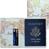 kwmobile Paspoort hoesje met vakjes voor pasjes en kaarten - imitatieleren paspoort cover - pasjeshouder in zwart / meerkleurig.