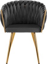 Stoel LUX Donker grijs Fluweel - salonstoel - decor - visagie stoel - kapper stoel - fluweel - gouden stoel