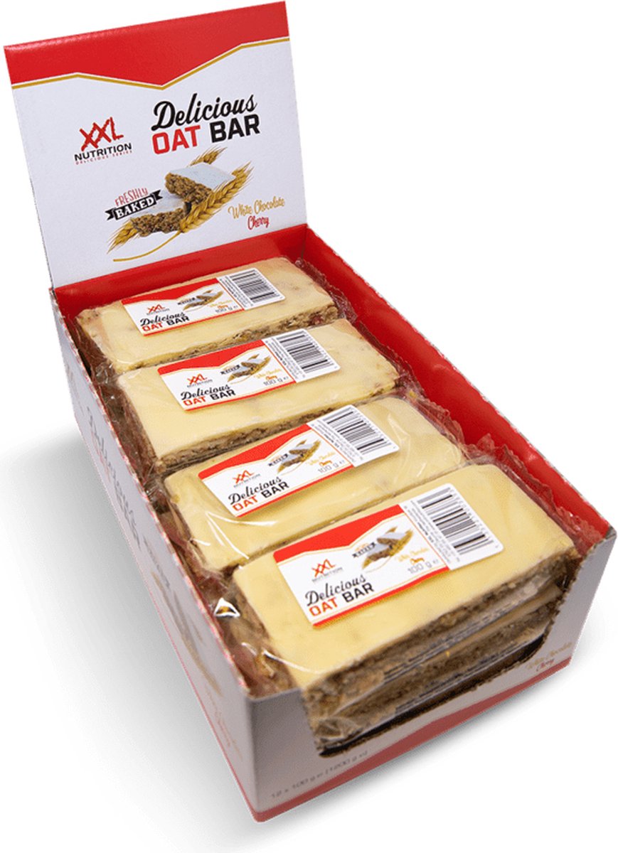 Goedkoopste XXL Nutrition - Delicious Oat Bar - Havermoutreep Supplement - Reep van Havermout - Gezonde Snack - Diverse Smaken - Witte Chocolade Kers - 12 Pack