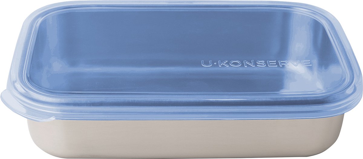 U-Konserve Rectangle Medium - RVS Lunchbox en Vershoudbak met Siliconen Deksel - 750 ml - Rechthoekige Bewaarbak voor Lunch, Meal Prep en Restjes - Vaatwasser- en Vriezerbestendig - Cosmic Blue - Blauw Deksel