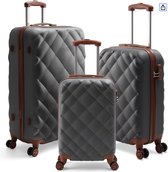 Ensemble de valises Senella Luxe - Ensemble de valises 3 pièces - Valise de voyage à roulettes - Ensemble de valises ABS - Ensemble de valises rigides - Serrure TSA - Design de Luxe - Grijs