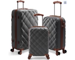 Senella Luxe kofferset - 3-delige kofferset - Reiskoffer met wielen - ABS kofferset - Hardcase kofferset - TSA slot - Luxe design - Grijs