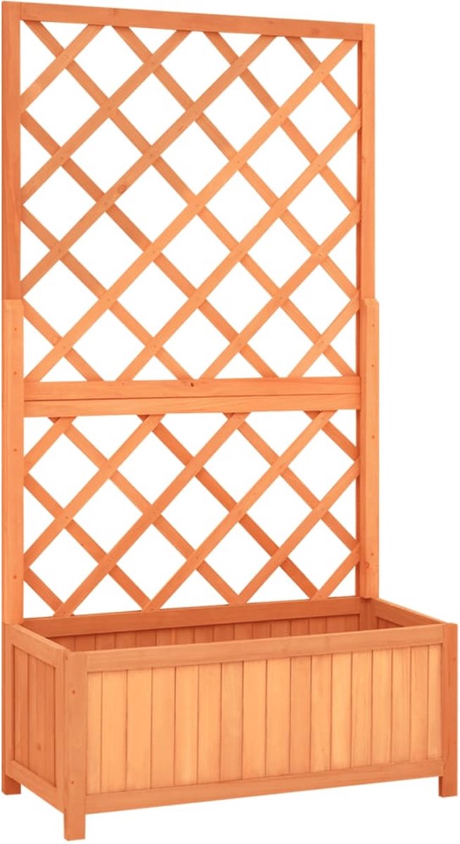 Plantenbak met klimrek - Bloembak - Weerbestendig - Met trellis - Buiten - Hout - Plantenrek - 39 Liter - Bruin