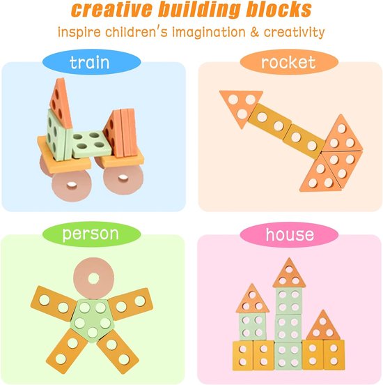 Speelgoed Educatieve Houten Sorter Gift voor Jongens Meisjes/Montessori Speelgoed van 3 Jaar, Lre Co. Geometrische Bouwblokken Speelgoed Plug-In Kubussen Houten Sorteren/Stapelen van Speelgoed. — afbeelding 5
