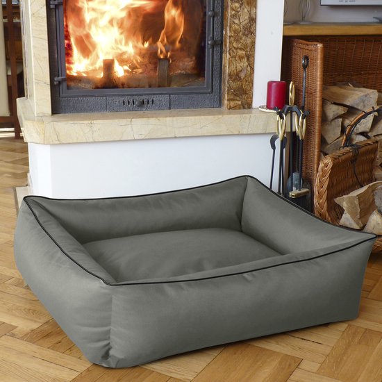 BedDog® hondenmand MAX QUATTRO 4in1, vierkant hondenkussen, grote hondenbed, hondensofa, met afneembare hoez, wasbaar, XL, beige/bruin
