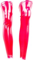 BamBella® - Halve Kousen - Onesize - Rood - Datex (Mix latex en stof ) - Sexy Kniekousen van Super Glans Dames sokken