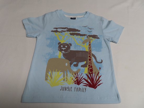 T shirt - Korte mouw - Bleek blauw - Jungle family - 12 maand 80
