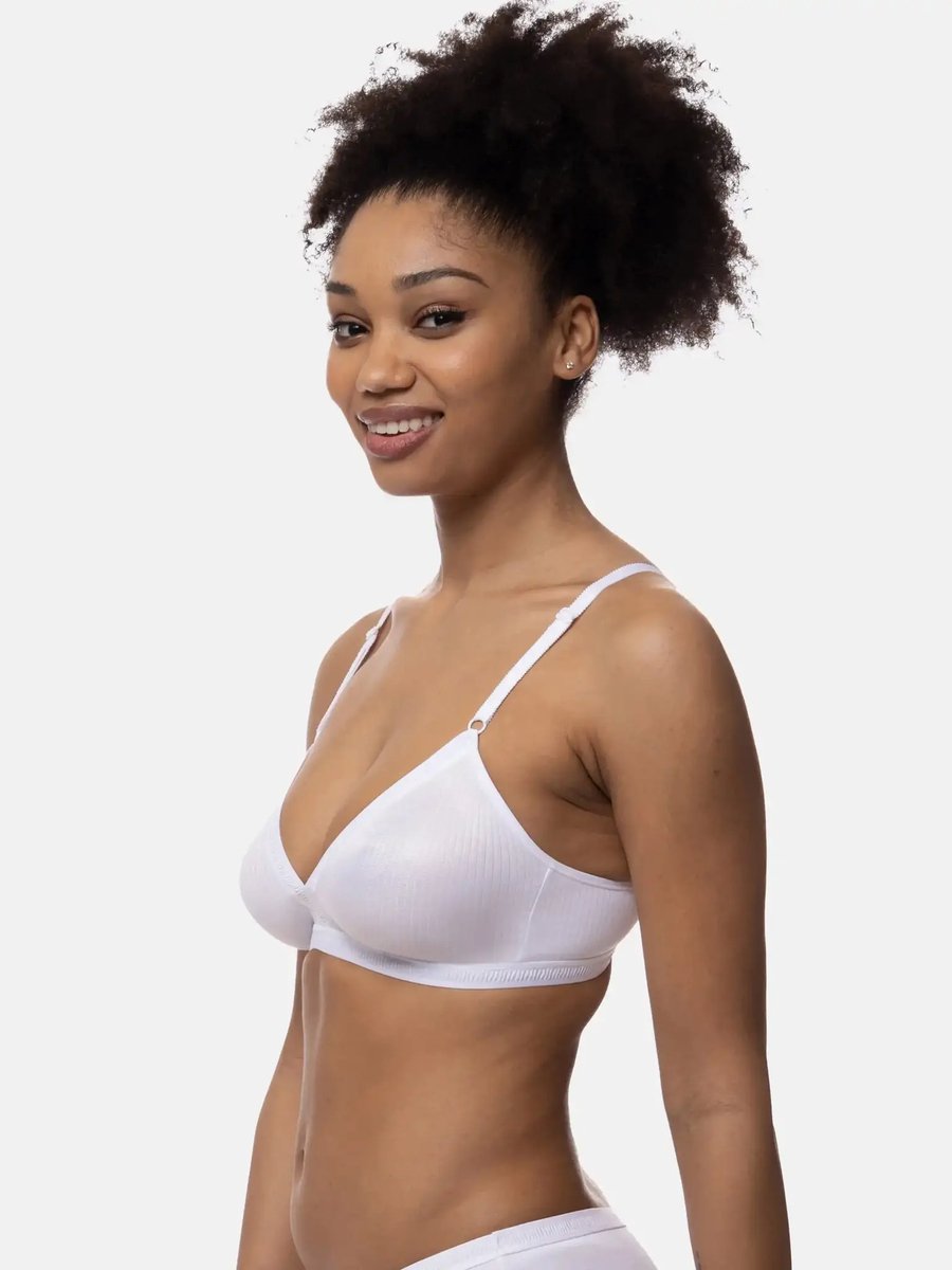 Dorina Niet voorgevormde Bh zonder beugel - Tiffany - Bralette met sluiting - Katoen - 75B - Zwart