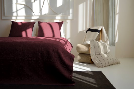Zydante Home® - Couvre-lit Incl. 2 Housses - 220x240 cm + 2* Taies d'oreiller 60x70 cm - Rouge Bordeaux