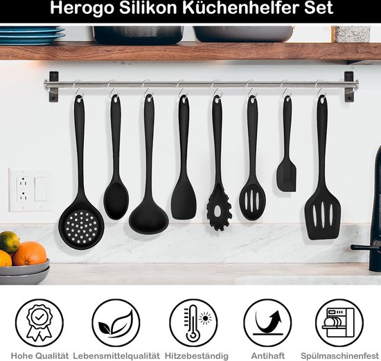 Herogo Keukenhulpset, 8-delige siliconen kookbestekset