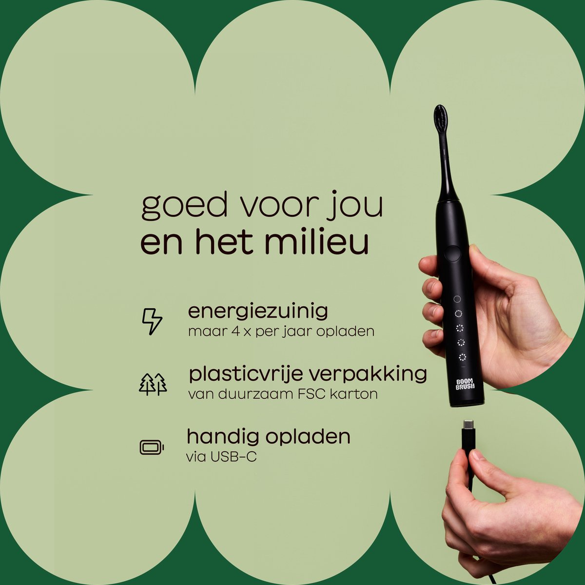 Afbeelding 3 van BOOMBRUSH Elektrische Tandenborstel - Sonische Tandenborstel - Duo - 90 Dagen Batterij - Duurzaam