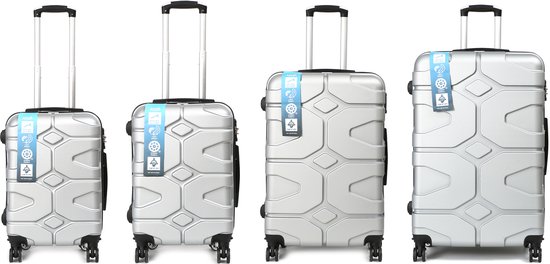 A To Z Traveller CompaTrav - Set de valises 4 pièces - Argent - Serrure TSA