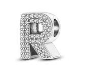 Zilveren Bedel R | Letter | Alfabet | ABC | Sieraden | Moederdag Cadeau | Past op alle bekende merken Armbanden | 925 Zilver Armband | Romystones