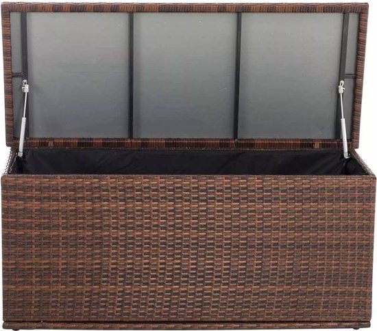 In And OutdoorMatch Opbergbox en Rotin Oral - 125cm - Boîte à coussins - Boîte à coussins de jardin - Étanche - Avec couvercle - Pour l'intérieur et l'extérieur - Boîte de jardin