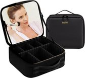 Cosmetic Bag with Large Mirror Separable Makeup Bag Travel Toiletry Bag Organiser for On the Go (Pink Small) black Multifunctional