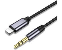 TOJ Lightning naar Jack - AUX Kabel - Grijs - 3.5 mm voor Auto - 1 Meter