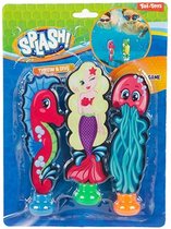 Jouets de piscine de plongée - lot de 3x - figurines marines - hippocampe/sirène/méduse - plastique - jeu de vacances