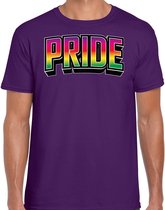 Bellatio Decorations Gay Pride T-shirt voor heren - paars - pride - regenboog - LHBTI S