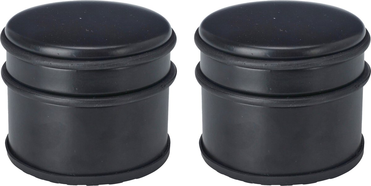 Deurstopper - 2x - rond - RVS - mat zwart - 9 x 9 x 7.5 cm - 1 kilo gewicht