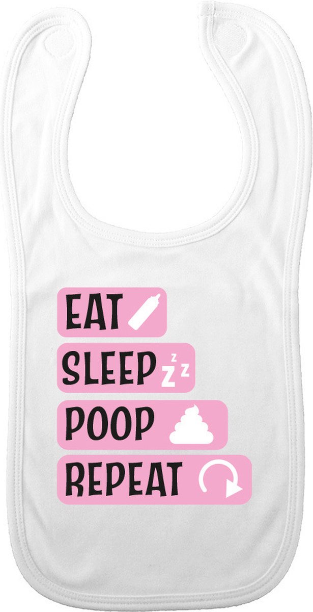 Goedkoopste Bellatio Decorations Baby slabbetje - roze - eat, sleep, poop, repeat - kraam cadeau - slab/morsdoek