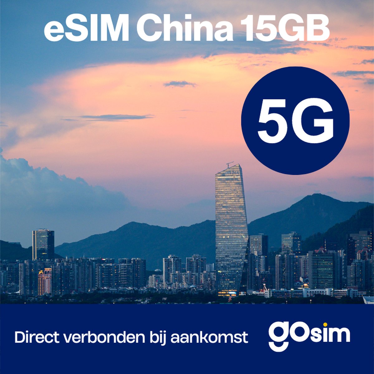 China eSIM - 15 GB - Prepaid Simkaart - 42 Dagen - 4G & 5G - GoSIM