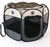 Intirilife Praktische dierenbox 77 x 58 cm Oxford stoffen speeltent in Grijs met pootjes - Voor honden katten of konijnen om te vervoeren spelen en rusten