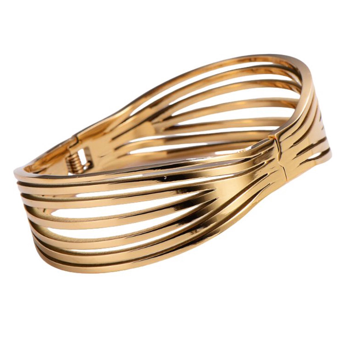 Marama - armband Noor - RVS gold plated - bangle - damesarmband - scharniersluiting - luxe cadeau dames
