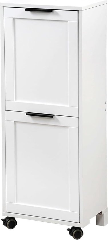 EcoPatty Afvalemmer voor afvalscheiding, grijs, afvalscheiding, metalen kast, ruimtebesparend, binnen, buiten, 2 vakken, 2 emmers, 30 liter, kant-en-klaar gemonteerd