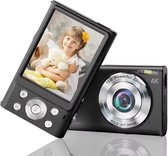 Digitale camera- Zwart- 48MP camera- 4K 32GB micro-geheugenkaart met 2batterijen- 1080P compactcamera- draagbare minicamera met 2,5 inch LCD-scherm-2 batterijen