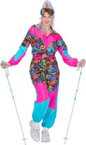 Wilbers & Wilbers - Foute Skipakken - Super Retro Skipak Jaren 80 - Vrouw - Blauw, Roze - Maat 36 - Carnavalskleding - Verkleedkleding