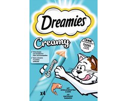 Catisfactions - Dreamies - Creamy Zalm - 4x 10gr - Katten snack - Traktatie - Katten snoepjes - Crèmige textuur - Met taurine