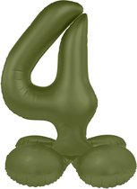 Folat - Staande folieballon Cijfer 4 Olive Green - 72 cm