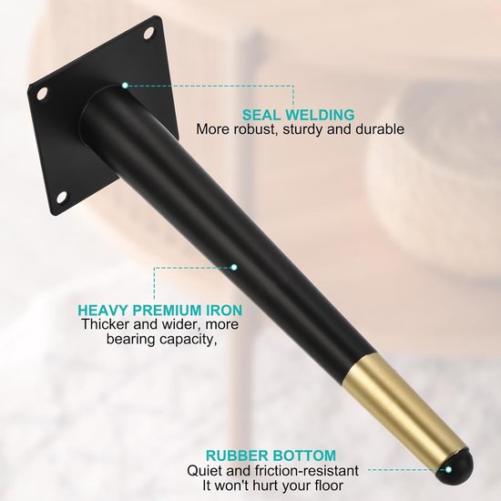 4 x Hairpin Tafelpoten Metaal Haarspeld Poten Pinpoten Meubelpoten Zwart 35 cm - 3 pin punten - 12 mm | SKISKI Legs Retro DIY Roestvrij Poot Staal Stangen Salontafel Meubelpoot Meubilair DIY Set 4
