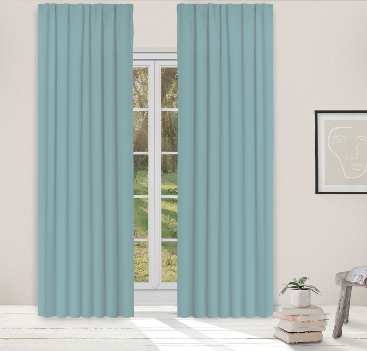 Light Guard Verduisterend Gordijn Cloud Blue – 140x280 cm – Kant-en-Klaar met Haken voor Rail – Thermisch Isolerend & Geluiddempend – Per Stuk Blauw (Cloud Blue)