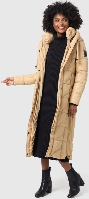 Rembourré & Coupe-vent - Navahoo WAFFELCHEN - Veste d'hiver Femme - Adulte - Longue - Vers le bas - À capuche - Sable - L