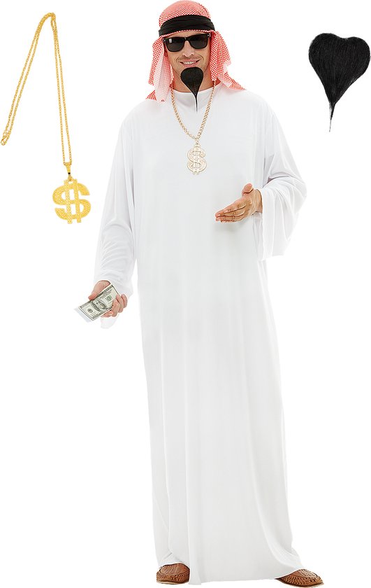 FUNIDELIA Costume Arabe avec accessoires pour homme - Taille : M - Wit